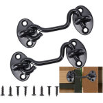 2 pi�ces crochet de cabine noir en acier inoxydable loquet verrou de fen�tre porte pour garage hangar ...