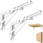 2 pi�ces equerre pliante, 200mm �querre pliable, acier inoxydable equerre etag�re pliante, blanc equerre ...
