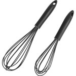 2 pi�ces fouets de cuisine en silicone noir - fouets � ballon pour m�langer, fouetter, battre, mousser, ...