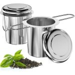 2 pi�ces infuseur th� en 304 acier inoxydable, filtre � th� trou fin avec poign�es pliable et couvercle, ...