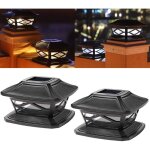 2 pi�ces lampes de poteau de chapeau solaires ext�rieures lumi�res de poteau led �tanches lampadaires ...