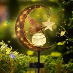 2 pices lampes solaires de jardin, decoration jardin exterieur lumire en forme de lune, solaire exterieur ...