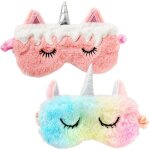 2 pi�ces masque de sommeil enfants color� mignon licorne masque pour les yeux dessin anim� en peluche ...