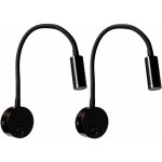2 pièces noire lampe de lecture murale 3w, flexible cou réglable applique lampe de bureau en aluminium, ... 2 pièces noire lampe de lecture murale 3w, flexible cou réglable applique lampe de bureau en aluminium, ...