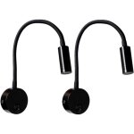 2 pi�ces noire lampe de lecture murale 3w, flexible cou r�glable applique lampe de bureau en aluminium, ...