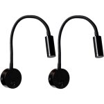 2 pi�ces noire lampe de lecture murale 3w, flexible cou r�glable applique lampe de bureau en aluminium, ...