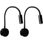 2 pi�ces noire lampe de lecture murale 3w, flexible cou r�glable applique lampe de bureau en aluminium, ...