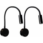 2 pi�ces noire lampe de lecture murale 3w, flexible cou r�glable applique lampe de bureau en aluminium, ...