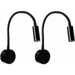 2 pi�ces noire lampe de lecture murale 3w, flexible cou r�glable applique lampe de bureau en aluminium, ...