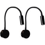 2 pi�ces noire lampe de lecture murale 3w, flexible cou r�glable applique lampe de bureau en aluminium, ...