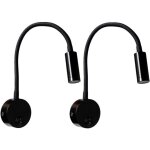 2 pi�ces noire lampe de lecture murale 3w, flexible cou r�glable applique lampe de bureau en aluminium, ...