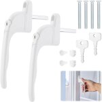 2 pi�ces poign�e de fen�tre verrouillable en aluminium, poign�e de porte avec 4pcs vis et 2pcs cl�s securite ...