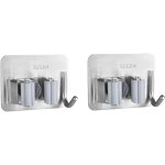 2 pi�ces porte balai, acier inoxydable porte balais mural, adh�sif mop support avec crochets pour cuisine ...