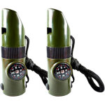 2 pi�ces sifflet de survie multifonction ext�rieur avec cordon nylon, thermom�tre et boussole