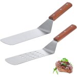2 pices spatule en acier inoxydable manche en bois gril en acier inoxydable teppanyaki burger steak ...