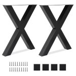2 pieds de table - 72 x 60cm - forme x - charge max 1000 kg - pied de meuble mtal - noir