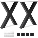 2 pieds de table - 72 x 60cm - forme x - charge max 1000 kg - pied de meuble mtal - noir