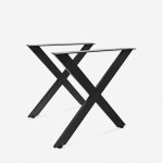 2 pieds de table au design crois� en m�tal noir 75x71cm nible