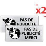 2 plaques adh�sives pas de publicit� merci ? format 60x25 mm ? signal�tique bo�te aux lettres ? aspect ...
