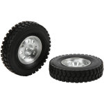 2 roues compl�tes en alliage avec pneus caoutchouc 85mm pour camion benne et tracteur remorque tamiya ...
