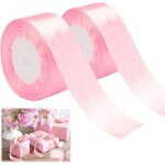 2 rouleau satin rose 4cm, 44m ruban d�coratif en polyester, cadeau emballage, d�coration, tissu pour ...