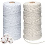 2 rouleau x 2 couleur cordon en coton, 3mm corde en macram naturelle avec bote de rangement exquise, ...