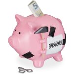 2 tirelires avec marteau, inscription � emergency �, c�ramique, h x l x p : 14, 5 x 15, 5 x 20 cm, rose ...