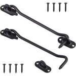 2 x 20 cm crochets cabine en acier inoxydable noir - loquets crochet de porte ? serrure � crochet de ...