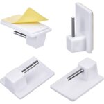 20 paquets, acier inoxydable plastique crochets autocollants pour barres de rideaux nettes, blanc