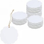 200 �tiquettes cadeaux en kraft blanc en forme d'�ventail (6cm de diam�tre) pour l'emballage artisanal ...