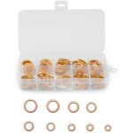 200 pi�ces cuivre rondelles metal, rondelles plates en cuivre bague d'�tanch�it�, joints plats en laiton ...
