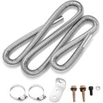 200cm tuyau d'echappement diesel en acier inoxydable flexible avec 2 colliers en acier ionoxydable 25mm ...