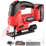 Teeno - 20v scie sauteuse sans fil avec 2x2. 0ah batteries, 800 - 3000 spm scie sauteuse laser avec 3 ...
