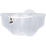 Fixedbyu - 20x seau en plastique avec couvercle, pp, rond, transparent 4 l Fixedbyu - 20x seau en plastique avec couvercle, pp, rond, transparent 4 l