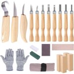 21 pi�ces outils de sculpture avec gants anti - coupure, couteau de sculpture pour sculpteurs, menuisiers, ...