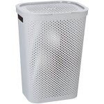 231008 - panier � linge infinity, 59 l, avec poign�es, couleur gris et pois - curver