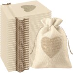 24pcs motif de coeur sachets en toile de jute pochettes 10x14cm, pour dragees mariage pour bonbons adeaux ...