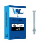 25 boulons de charpente t�te hexa 16x240mm zingu� viswood