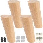 25cm pieds de meubles en bois, 4 pcs pieds de table inclin�s coniques avec plaque de montage & vis, remplaceme ...