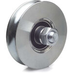 2gt roues et roulettes - roue  gorge ronde  100 mm pour rail rond  16 mm