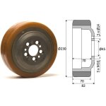 2gt roues et roulettes - roue motrice 230 x 70 - 5 trous vulkollan ( jungheinrich 63210590 )
