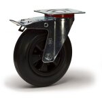 2gt roues et roulettes - roulette pivotante � frein diam�tre 125 mm caoutchouc noir - 100 kg