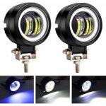 2pcs 20w phares avant pour moto avec blanc angel eye, 3  rond feux led antibrouillard 12v 24v feu additionnel ...