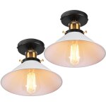 Norcks - 2pcs 22cm luminaire plafonnier rtro en mtal lampe de plafond industriel de style blanc plafonnier ...