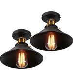 Norcks - 2pcs 22cm luminaire plafonnier rtro en mtal lampe de plafond industriel de style noir plafonnier ...
