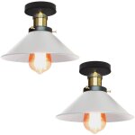 Norcks - 2pcs 26cm luminaire plafonnier rtro en mtal lampe de plafond industriel de style blanc plafonnier ...