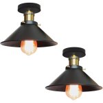 Norcks - 2pcs 26cm luminaire plafonnier rtro en mtal lampe de plafond industriel de style noir plafonnier ...