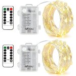 2pcs 50leds guirlande lumineuse a pile, 5 m�tre micro argent c�ble 3aa op�ration batterie �tanche avec ...