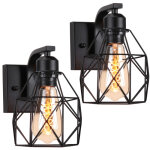 2pcs applique murale d'intrieur rtro lampe murale cage en mtal applique murale rtro moderne noir ...