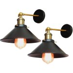 2pcs applique murale m�tal fer 26cm e27 noir, lampe r�tro industrielle eclairage suspension plafonnier ...